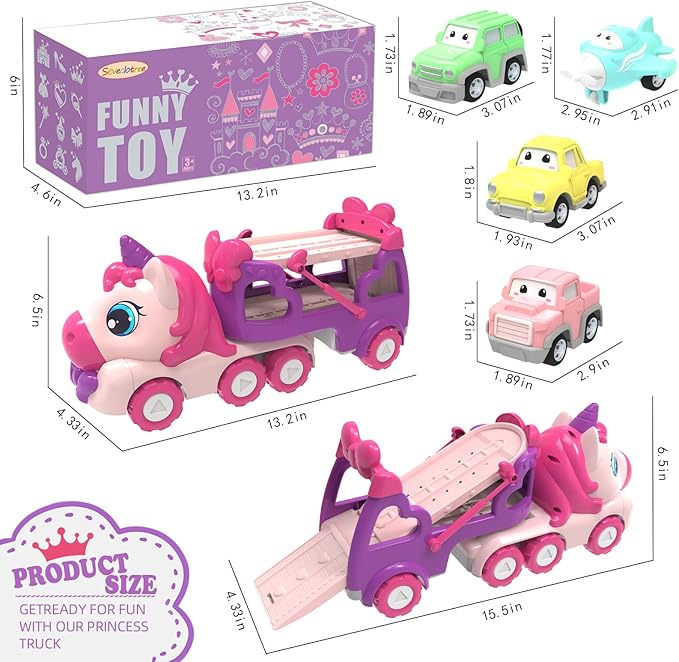 Toys for 3 4 5 6 7 Year Old Toddler Girl,Carrier Truck Princess Cars for Girls,Light & Sound,3 4 5 6 Year Old Girl Birthday Gifts