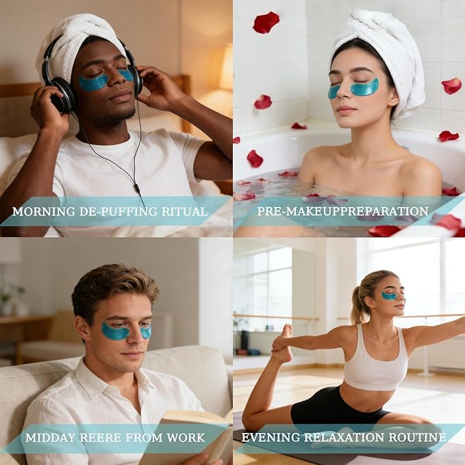 Under Eye Patches Masks-60 PCs for Dark Circles, Puffy Eyes, Fine Lines, Wrinkles, Eye Bags Treatment with Collagen & Hyaluronic Acid - Day & Night Skin Treatment Pads,Moisturizing and Hydrating