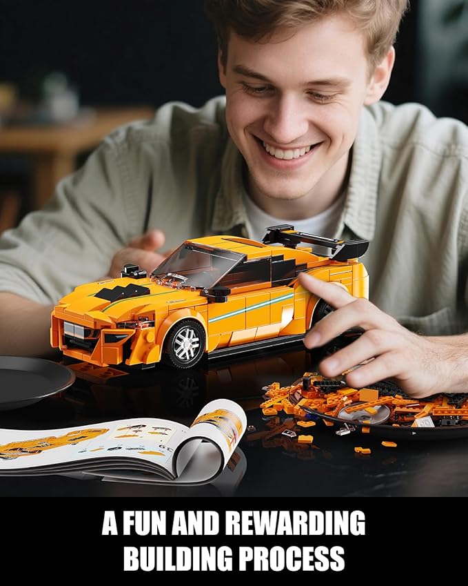 Super Sports Car Building Block Set with Display Case, Speed Racing Car Building Toys for Kids and Adults, Collectible Model Cars Kits Gift for Technic Cars Lovers Boys 6+ (311PCS)