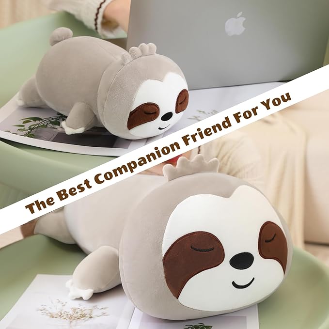Weighted Sloth Stuffed Animals, Cute Weighted Sloth Plush, Soft Stuffed Weighted Plushie Pillow Gifts for Girls Boys(9.8" 0.8Lbs)