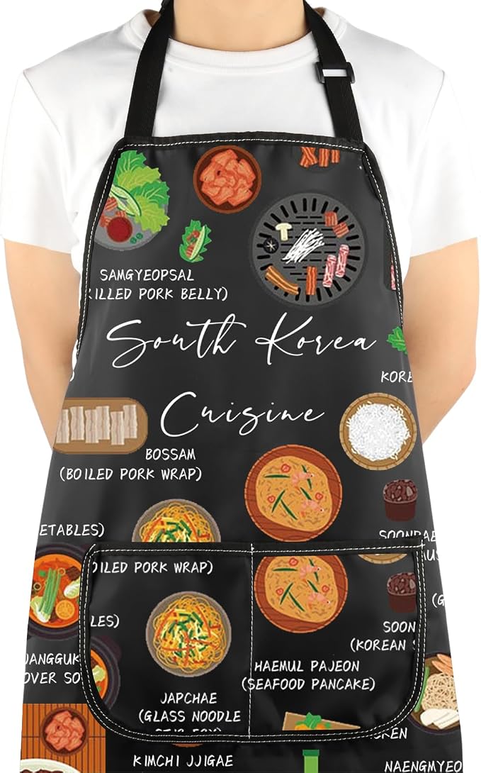 VAMSII South Korea Lover Gift South Korea Cuisine Apron With Pockets South Korea Food Lover Gift South Korea Merch
