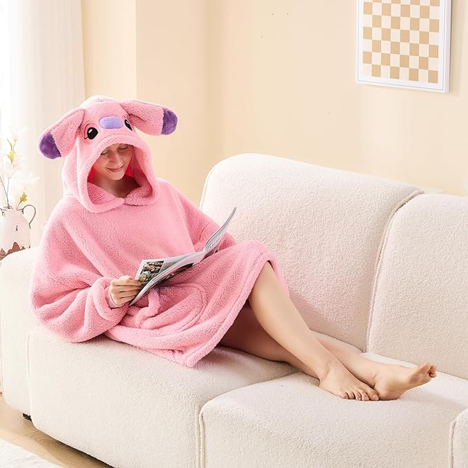 NEWCOSPLAY Wearable Blanket Hoodie Sherpa Hoodie Blanket for Women Men Warm Oversized Sweatshirt with Pockets