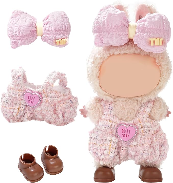 Cute Clothes for Doll Design Outfit Blind Mystery Box Accessories Mini La Boo-Boo Blah Bu Bu BuLafufu Ropa Plush Toy Stuff Dress Overalls Pajamas Hoodie Pink