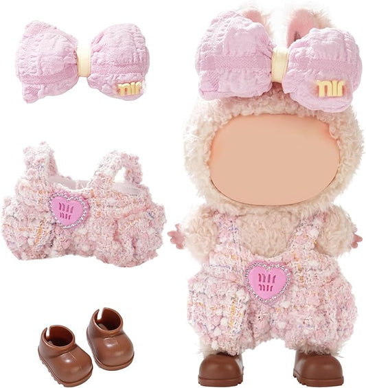 Cute Clothes for Doll Design Outfit Blind Mystery Box Accessories Mini La Boo-Boo Blah Bu Bu BuLafufu Ropa Plush Toy Stuff Dress Overalls Pajamas Hoodie Pink