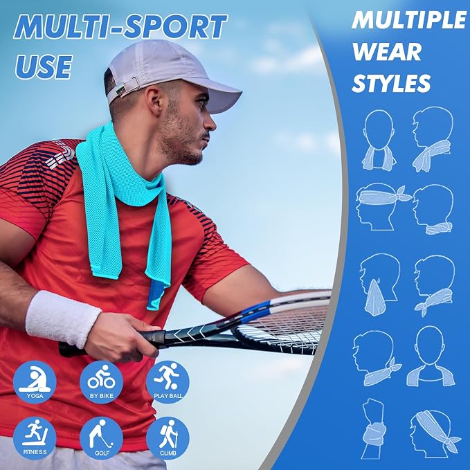 CSITE 20 Pack Cooling Towels (47"x12") for Neck and Face, Ice Towel for Hot Weather, Soft Breathable Chilly Gym Towels, Microfiber Towel for Work Out, Yoga, Running, Camping & More Activities