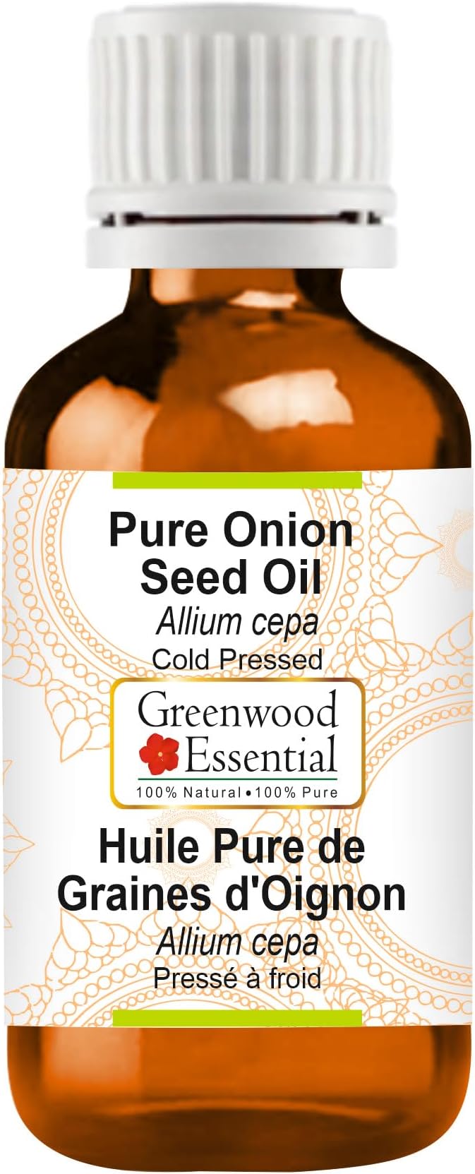 Greenwood Essential Onion Seed Oil (Allium cepa) | Cold Pressed | Natural | Undiluted | For Diluting Essential Oils | For Hair, Skin & Massage | Men & Women | 30ml (1 oz)