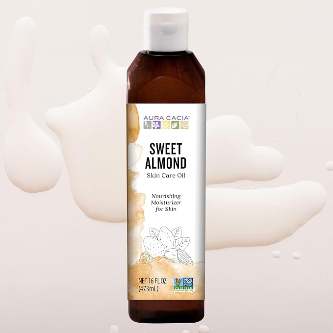 Aura Cacia Natural Skin Care Oil Sweet Almond | 16 Fl Oz (Pack of 2)