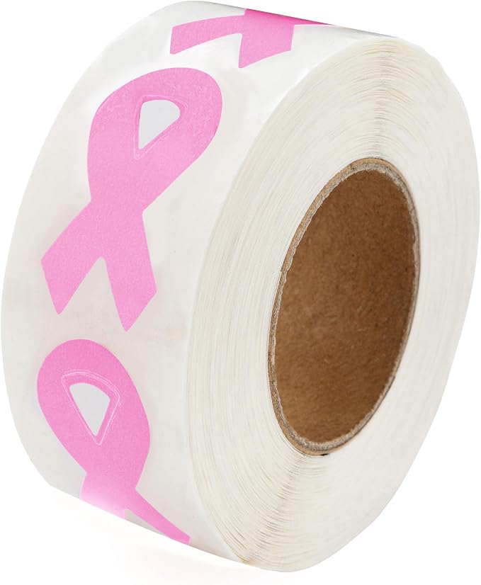 Small Breast Cancer Pink Ribbon Shaped Stickers - Perfect for Events, Support Groups, Fundraisers and More! - 2 Rolls