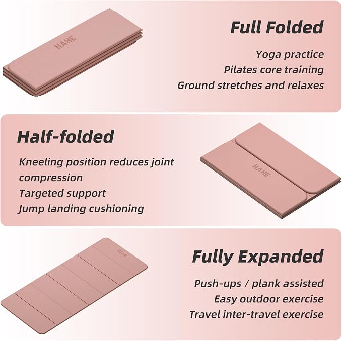 Foldable Yoga Mat,74"Lx32"Wx1/3"Thick,Folding Exercise Mat,Non-slip Wide Pilates Mats for Home Workout/Travel, Portable Yoga Mat Thick for Yoga/Pilates/Camping/Floor Exercises