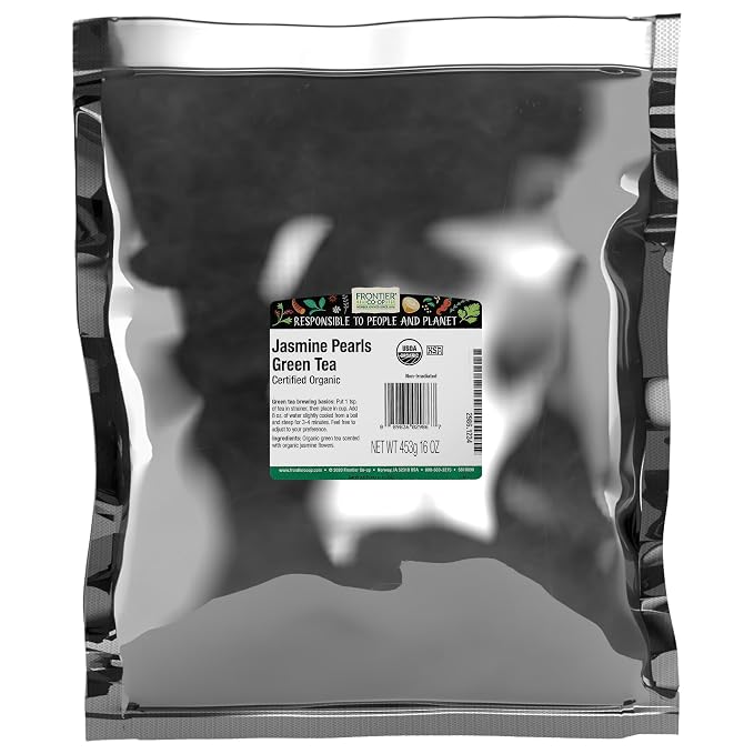 Frontier Co-op Organic Jasmine Pearls Green Tea, 16 Oz, Bulk Bag