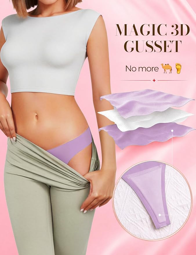 Thongs Seamless Underwear for Women No Show Thong Panty Liners Breathable Sexy Stretch Buttery Soft G-String Panties