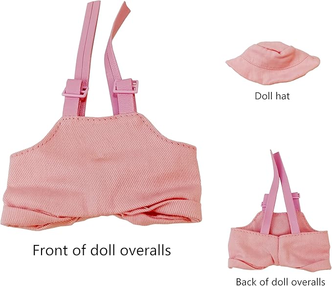 Complete Cute Outfit for 17cm Collectible Dolls: Hat & Overalls Set - Ideal for Dressing Up Elf or Fantasy Style Figures (Pink-a)