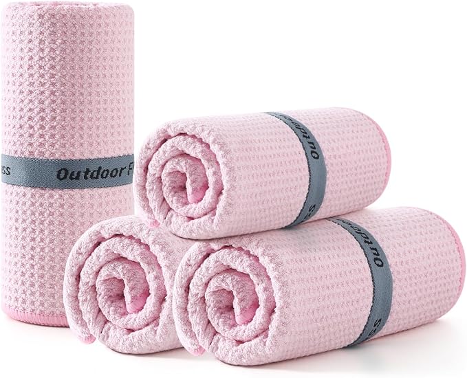 REDKISS 4 Pack Microfiber Gym Towels, Quick-Dry Sweat Towels for Workout, Yoga & Running, Soft Breathable, 39" x 16"