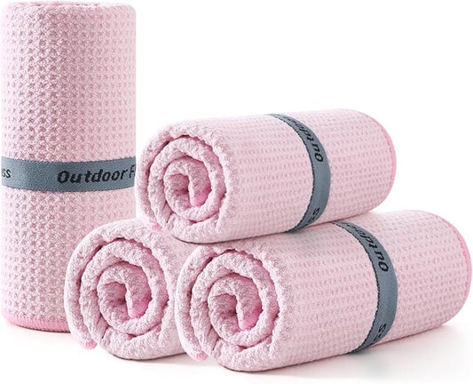 REDKISS 4 Pack Microfiber Gym Towels, Quick-Dry Sweat Towels for Workout, Yoga & Running, Soft Breathable, 39" x 16"