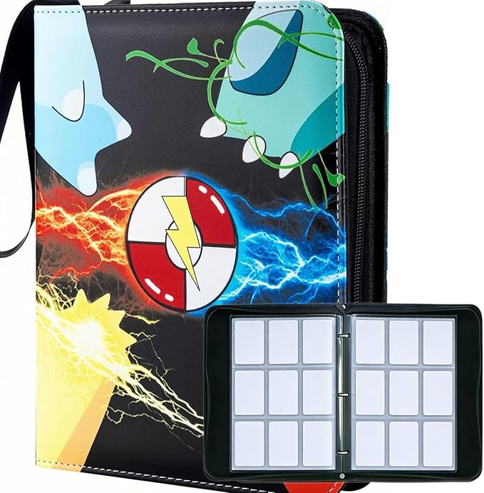 Card Binder 9 Pocket with Zipper, Trading Card Holder 50 Removable Sleeves – Holds 900 Cards, 3-Ring Album Case for Sports & Game Cards, Gift for Boys Girls (9 Pocket 900)