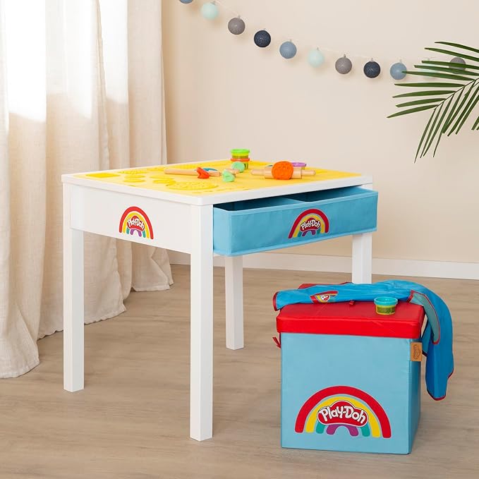roba Play-Doh Creative Craft Table for Kids - All-in-One Art Station with Storage, Play-Doh Sets, Wooden Tools & 3D Silicone Mat, Ages 3+
