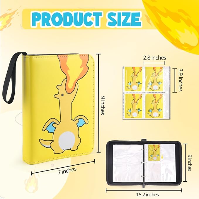 Premium Trading Card Binder 400 Pockets Card Holder with 50 Removable Sleeves, Collection Binder Album Book with Zipper for Game Cards