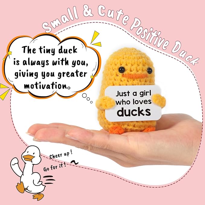 MBL Positive Duck for Girl Gifts - Funny Emotional Uplifting Support Inspirational Knitted Ducks Animal Stuff for Women Duck Lovers Birthday Christmas Stocking Stuffers Xmas Holiday Potato Pickle