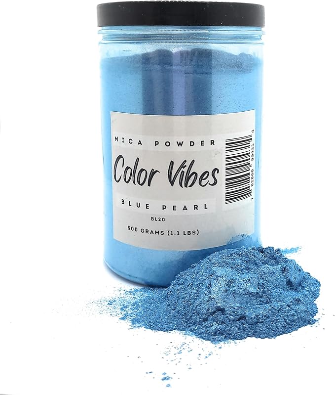 Pearl Mica Powder Pigment Dye - 500 Grams (1.1 lbs) - Best Bulk Price for Fine Arts, Crafting, Painting, Bath Bomb Soap Candle Slime Jewelry Making, Epoxy Resin, Woodworking (Blue BL20)