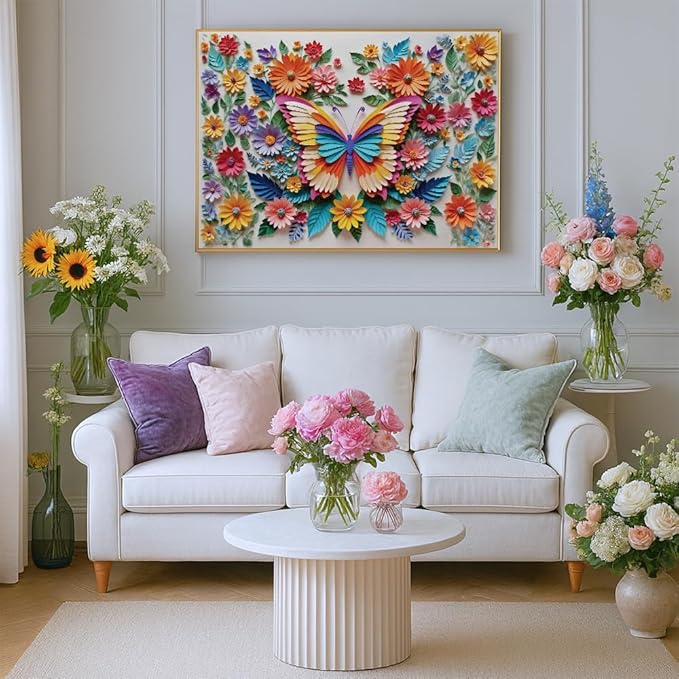 Puzzles for Adults 1000 Pieces - Floral Butterfly Colorful Jigsaw Puzzles, Fun Family Game, Challenging Brain Teaser, 28 x 20 in, Great Gift Idea & Home Decor (Wings of Spring)