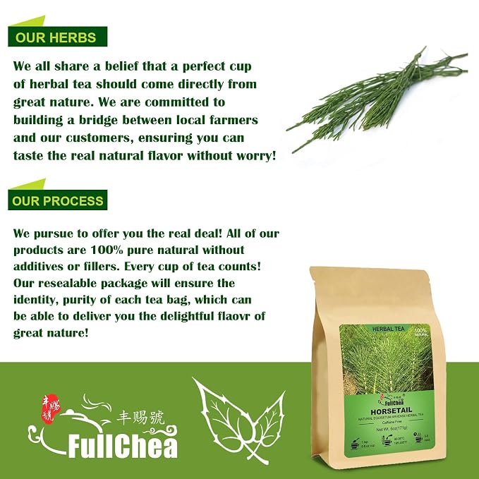 FullChea - Horsetail Tea Loose Leaf - 6oz/171g - Premium Dried Horsetail Herb For Hair & Nail - Non-GMO - Caffeine-free - Natural Cola De Caballo Hierba