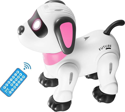 yiman Remote Control Robot Dog Toy – Programmable Smart Robot Dog for Kids 3+, Interactive Dancing & Sound, RC Stunt Robot Toys with LED Eyes, Electronic Pet Toy Dog for Boys & Girls Gifts (Pink)