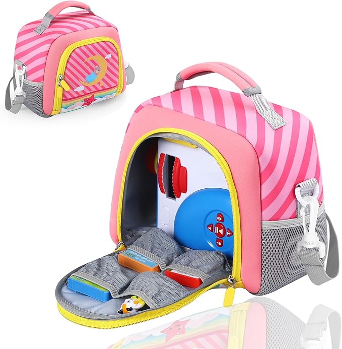 Carrying case Bag Compatible with Little Tikes Story Dream Machine Books Starter Set，Storage for Storybook, Audio Play, Character Travel Bag(Pink)