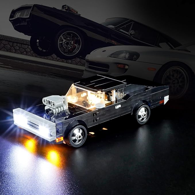 Vaodest LED Light for Lego 76912 Speed Champions Fast & Furious 1970 Dodge Charger R/T Set,Design and Configuration Compatible with Model 76912 (LED Light Only, Not Building Block Kit)