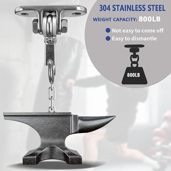Heavy Duty Swing Hanger Stainless Steel 304 Antirust,800 lb Capacity 180° Silent Swing, Playground Porch Swing Set Indoor Outdoor