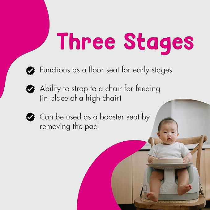 Bumbo 3-in-1 Multi-Seat for 6 to 36 Months, Travel Baby and Infant Feeding & Play Floor Seat, Agave - All-in-One Portable Booster with Dining Tray & Toddler Kitchen High Chair