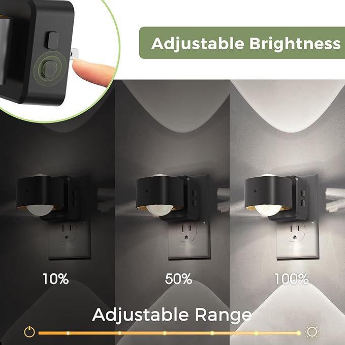 L LOHAS LED Night Light Projector, Night Lights Plug into Wall 3CCT 2 Pack | 2000K/3000K/5000K Adjustable Color Temperature Nightlight, Rotating Nightlight with Light Sensor for Hallway, Bathroom
