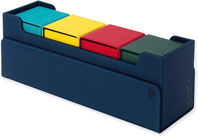 Vault X Card Storage Box, Exo-Tec Material, Detachable Magnetic Lid, with Dividers & Foam Fillers, for Trading Cards (Blue)