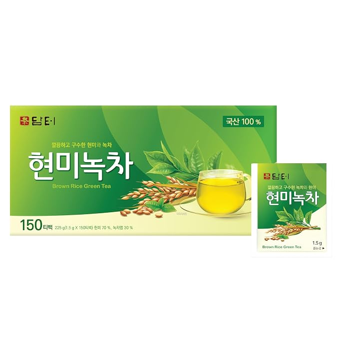 Damtuh Korean Brown Rice Green Tea – Roasted Genmaicha Blend, Nutty & Refreshing Flavor, 150 Tea Bags (1.5g each)