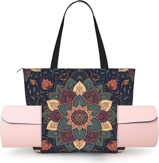 Christian Cross Jesus God Yoga Mat Bag for Women with Mats Bags Carrier Carryall Canvas Tote with Zipper Pocket, Polyester Gym Bag for Yoga Pilates Beach Travel Fitness Workout Gifts for Yoga Lovers