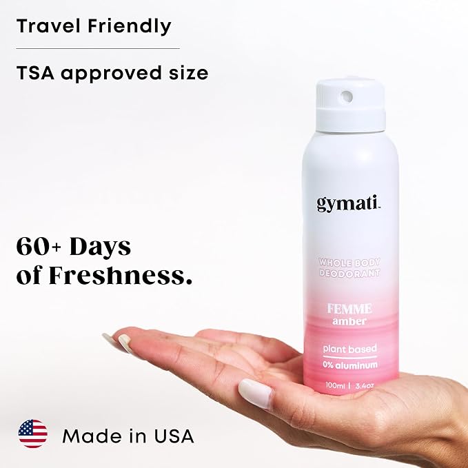 Gymati Natural Deodorant Body Spray – Aluminum-Free, Plant-Based Blend with Aloe & Zinc, Long-Lasting Odor Protection, Luxury-Inspired Scent Women, Pack of 2