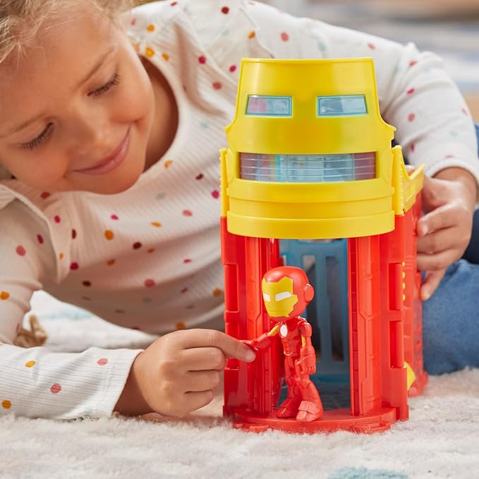 Spidey and his Amazing Friends Stark Tower Playset, Includes 4-Inch Iron Man Action Figure, Marvel Super Hero Toys for Kids 3 and Up