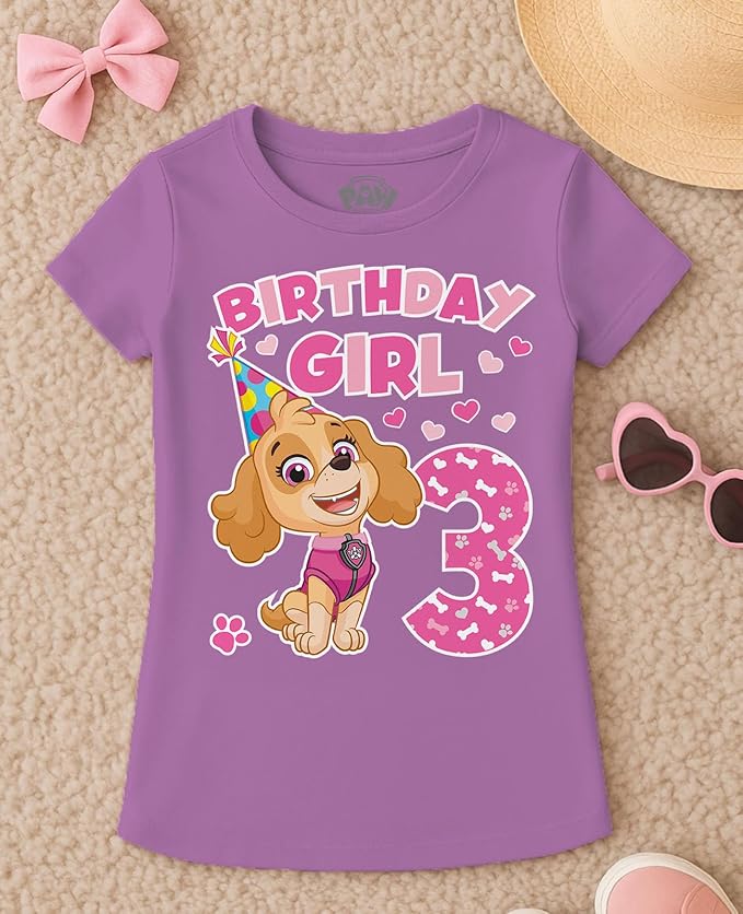 Tstars Skye Birthday Girl 3 Gifts for Three Years Old Bday Paw Patrol Theme Party Toddler Kids Girls Fitted T-Shirt A51144d