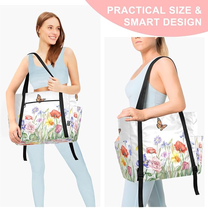 MCHIVER Yoga Bag for Women Men Large Yoga Mat Bag with Adjustable Strap Workout Bags Totes for Pilates Yoga Travel