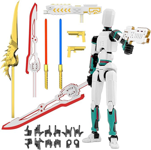 T13 Action Figure Already Assembled, Multi-Colored Titan 13 Action Figure Set Dummy with Laser Saber 3D Printed T 13 Lucky Robo Nova 13 Action Figures, Figura de acción t13 (White-GRG)