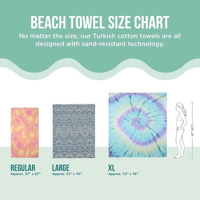 Sand Cloud Turkish Beach Towel - Sand Resistant - 100% Certified Organic Turkish Towel - Quick Dry Towel for Beach, Picnic, Blanket or Bath Towel - As Seen on Shark Tank - Gocek (Black) (Pack of 2)