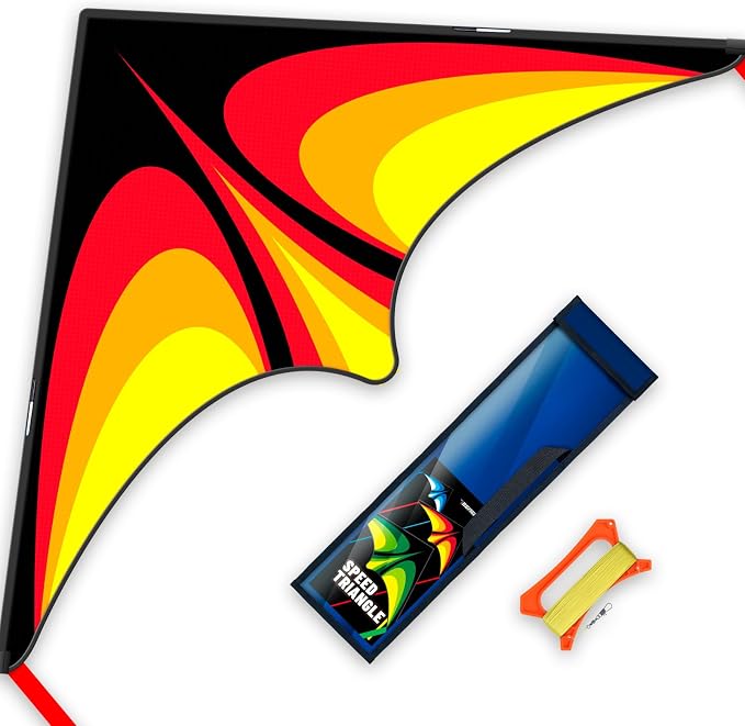 Delta Kite Set for Kids and Adults,Extremely Easy to Launch for Beginners, Perfect for Beaches and Parks,ites for Beach Trip Park Family Outdoor Games and Activities (Speed Triancle - R, 1)
