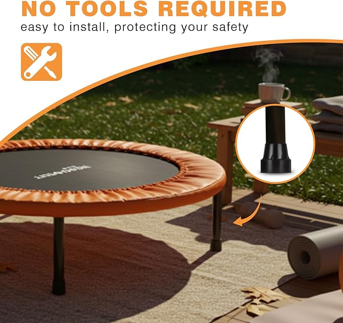 8 Pieces Replacement Mini Trampoline Leg Caps, Black Rubber Caps Tips Floor Protectors for 1" ID Trampoline Leg Chair Legs