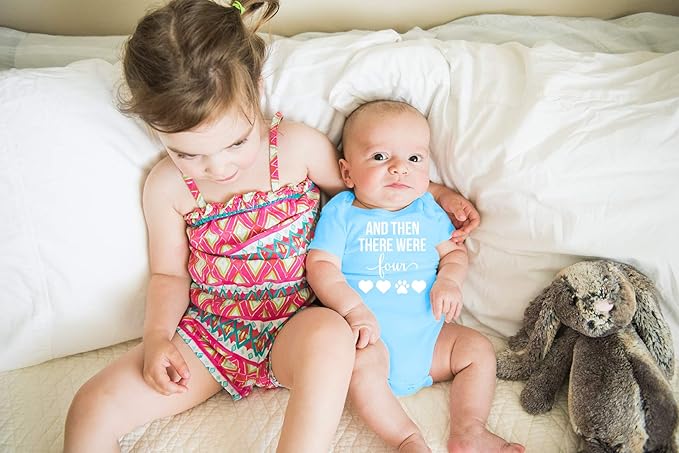 AW Fashions And Then There Were Four Baby Bodysuit Cute Newborn Boy Outfit Funny Baby Romper Girl Clothes