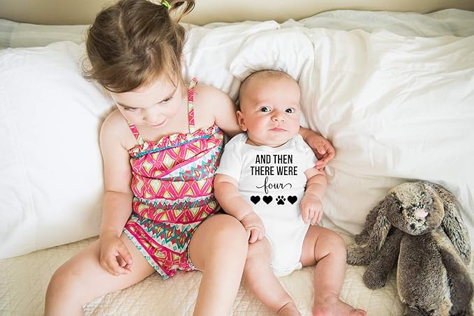 AW Fashions And Then There Were Four Baby Bodysuit Cute Newborn Boy Outfit Funny Baby Romper Girl Clothes