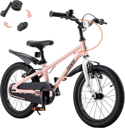 RoyalBaby EZ Fride Kids Bike 16 18 20 Inch, Lightweight Aluminum 2-in-1 Balance to Pedal Bike with One-Key Switch for Boys Girls Ages 4+