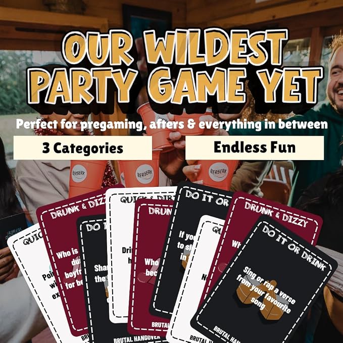 Brutal Hangover - Drinking Game | 3 in 1 Party Card Game with Savage Dares & Wild Questions | Fun Games for Game Night, Pregame, Bachelorette Party | 21st Birthday