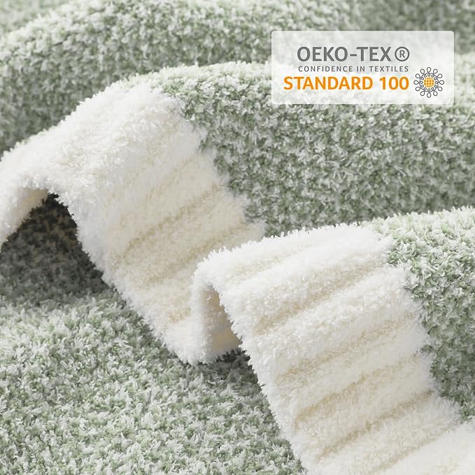 Snuggle Sac Heather Sage Green Throw Blanket for Couch, Reversible Super Soft Knitted Blankets Warm Cozy Fuzzy Throws for Sofa, Bed, Camping, Sage Green, 50x60 inches