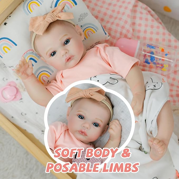 Reborn Baby Dolls 18 inch Real Like Realistic Newborn Baby Dolls Girl with Soft Weighted Body Doll Accessories Gift Set for Kids Ages 3 and Up