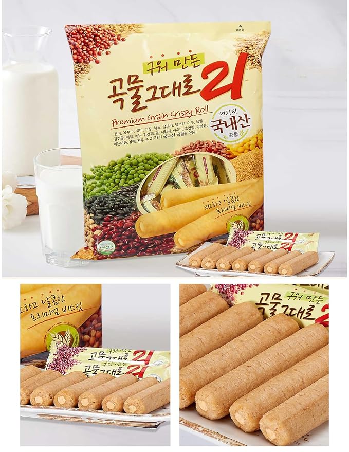 LENITH Korean Premium Multi Whole Grain Baked Crispy Rolls 21 Grains 180g(6.35oz 1090kcal)
