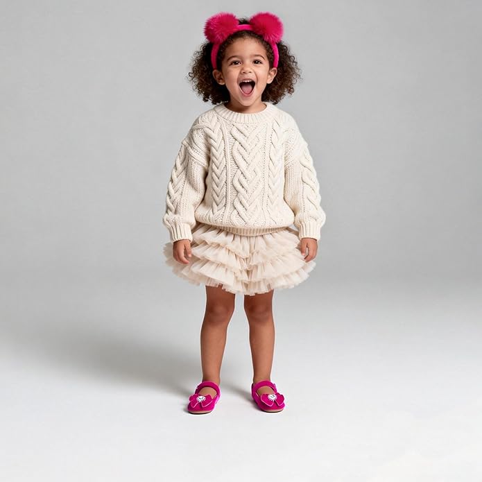 THEE BRON Mary Jane Ballet Flats - Girls' Dress Shoes with Hook & Loop Closure